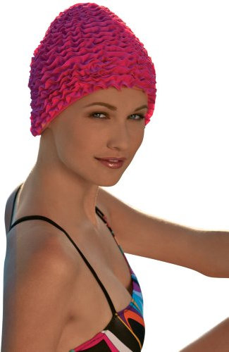 Fashy rosa Ruffle - Gorro de natación, tamaño único, color rosa