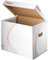 Esselte Standard Archiv- und Transport-Container, Mit Klappdeckel, Ablagebox für Esselte Archiv-Schachteln 3 x 80 mm/3 x A4 Ordner, Lagerbox mit geometrischem Design, 10 Stück, Weiß/Rot, 128911