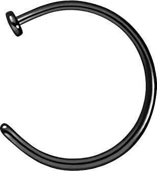 PIERCINGLINE Nasenring offen Chirurgenstahl Nasenpiercing Piercing Ring Nase Schwarz 1 x 7 mm