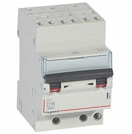 408075 Disjoncteur tripolaire 16A - 3P Courbe D - 6/10kA - Automatique et vis - Legrand DX3