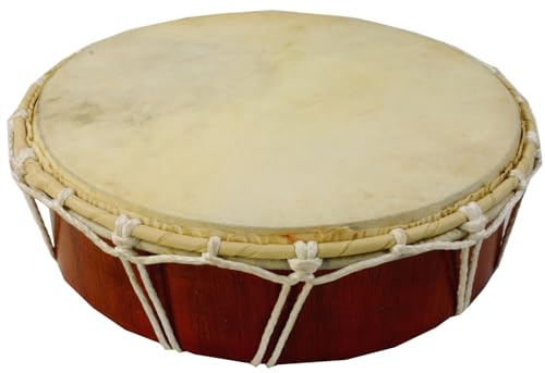Flache Holztrommel, Percussion Klang Instrumente, Frame Drum, 32 cm | Handgearbeitete Rahmentrommel aus Indonesien, vielseitig einsetzbar, fördert Kreativität und Rhythmusgefühl.