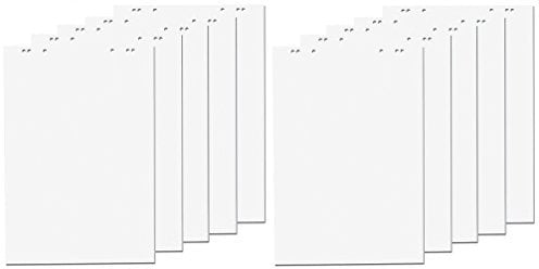 Faxland - Blätter für Flipchart, 20 Seiten, 69 x 99 cm, 5 Pakete, 6 Löcher, Weiß, 10 Flipchartblöcke, weiß, 1