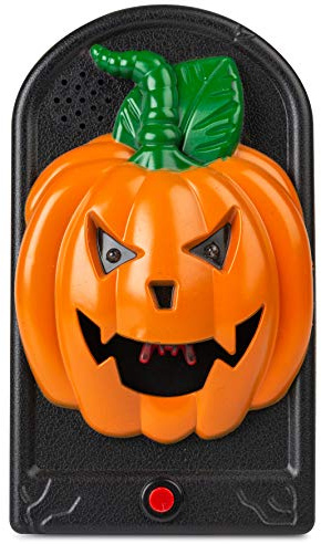 DSL Halloween Pumpkin Doorbell with Spider Surprise – Scary Flashing LED Lights Decoration, Ornament, Gift, Accessory with Spooky Spider for Indoor, Wall, Door, Home, Room, Party – Batteries Included