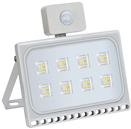 papasbox 50W LED Strahler mit Bewegungsmelder, 5000LM Superhell Außenstrahler LED Fluter 6000K Kaltweiß, IP65 wasserdicht, Flutlichtstrahler Scheinwerfer Licht Wandleuchte für Garten Garage Hof