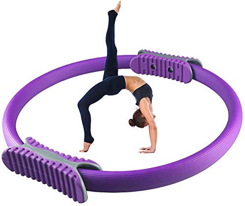 iSunFun Pilates Ring, Oberschenkeltrainer Body Sculpt Resistance Beintrainer mit rutschfestem Griff, Pilatesring für straffende Oberschenkel, Bauch und Beine, Dicke 3 cm, Durchmesser 37 cm