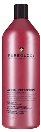 Pureology Smooth Perfection, Shampoo, For Frizz-Prone, Colour Treated Hair, Vegan Formulas, Sulphate Free for a Gentle Cleanse