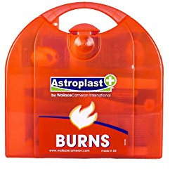 Astroplast First Aid Burns Dispenser in Compact Red Piccolo Box - Refillable First Aid Kit with Burn Gel, Gloves and Burn Dressings - Essential Medical Equipment for Home, Workplace, or Car