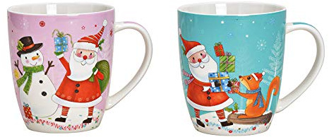 Wurm - Becher Nikolaus Dekor aus Porzellan Bunt 2-Fach, (B/H/T) 12x10x9cm 300ml