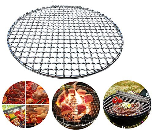 Clenp Grilles De Barbecue - Gril De Barbecue Rond en Acier Inoxydable Rôti De Filet De Grillage pour Barbecue Noir 38cm