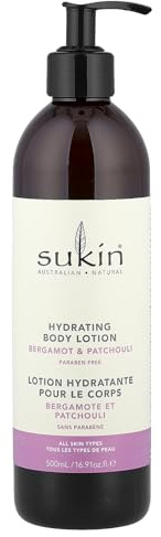 Hydrating Body Lotion, Bergamot & Patchouli, 16.91 fl oz (500 ml), Sukin