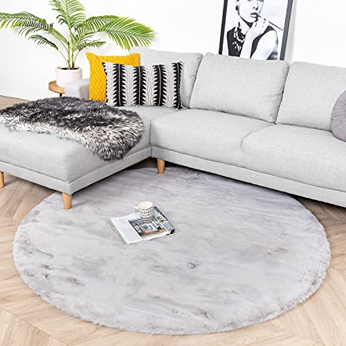 FRAAI | Home & Living Hochflor Teppich Rund - Comfy Supreme Grau - Shaggy, Einfarbig - Modern, Skandinavisch - Wohnzimmer, Esszimmer, Schlafzimmer - Fellteppich - Carpet