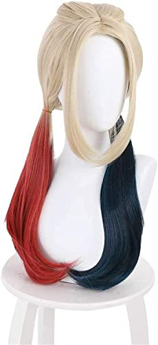 Für Anime Harley Quinn Suicide Squad Perücken Cosplay Rot und Cyan Doppel Ponails Doppel Verkäufer Frauen Cosplay Perücken Halloween Kostüm halloween Wärme Beständig Synthetische Haar Zubehör