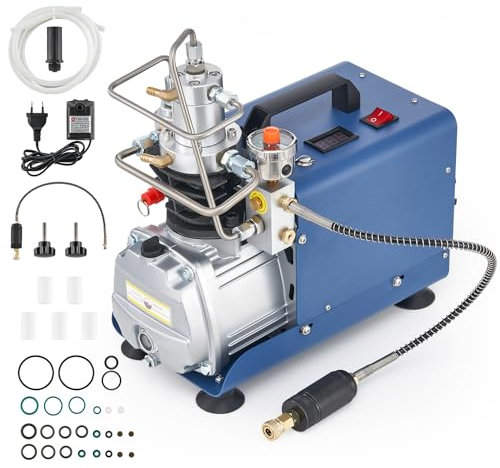 CREWORKS Compresseur à Air Portable Haute Pression 1800W Pompe Air PCP Électrique 310 Bar 50L/min avec Manomètre pour Pistolets à Air pour Bouteille Plongée Réservoir Paintball (Pression Réglable)