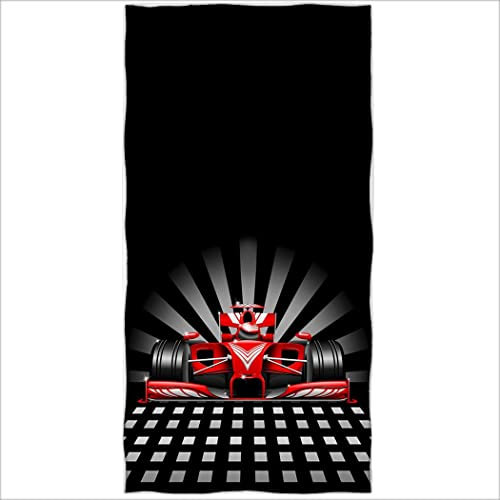 Zomer Strandtuch 70x140cm,Bedrucktes Mikrofaser Badetuch-Formel 1 Roter Rennwagen