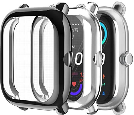 FINTIE 3 Pezzi Cover per Amazfit GTS 2 Mini/Bip U Pro/Bip U/Bip S/Bip Lite/Bip 1S, Protezione Morbide TPU Custodia con Pellicola Protettiva