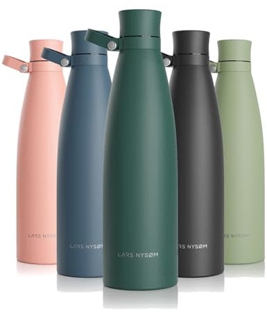 LARS NYSØM Gourde INOX 750ml | 0.75L Bouteille d’eau isolée | Gourde étanche pour Le Sport, la Bicyclette, Les Enfants (Pine Green, 750ml)