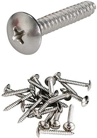 Ohamtes 10PCS #10 x 1-1/4(ST4.8 * 32mm) Stainless Steel Cross Recessed Round Head Self-Tapping Screws Improved Truss Head Wood Screws Large Pan Head Screws