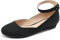 DREAM PAIRS Scarpe Basse da Balletto morbide e Confortevoli con Punta a Punta da Donna,Size 37,Camoscio-Nero,REVONA-E