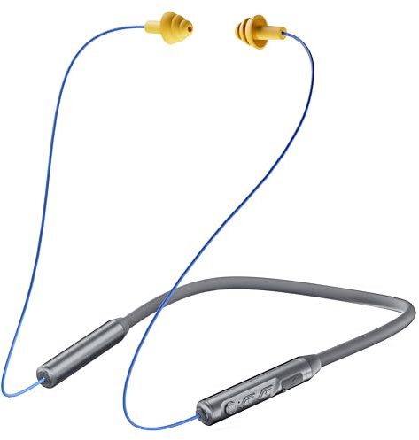 MIPEACE Bouchons d'oreilles Bluetooth de travail, tour de cou, écouteurs de sécurité réduisant le bruit, 29 dB, écouteurs cachés, IPX5 résistants