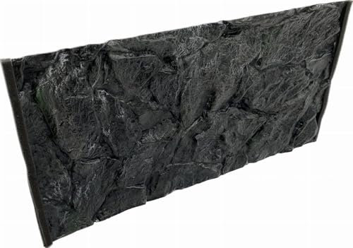 PLASTIKO - Aquarium Hintergrund 3D I Rückwänd 60x30 cm I Leicht zu Montieren und Reinigen I Keine Verklebung Erforderlich I Sicher für Tiere I Schwarz mit einem Muster aus Niedrigen Steinen