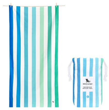 Dock & Bay Strandhandtuch - Schnell trocknende Mikrofaser, ohne Sand - Kompakt, Leicht - 100% recycelt - Inklusive Beutel - Summer - Endless River, Extra Large (200x90cm, 78x35)