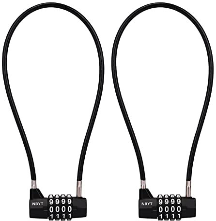 NBYT Steel Cable Rope 4-Digit Combination Lock,Cabinet Handle Padlock,diameter3/16,length15,Suitable for Lockers, File Cabinets, Wardrobes, Small Fences, Refrigerator Door,Small Sheds, Pet Door.