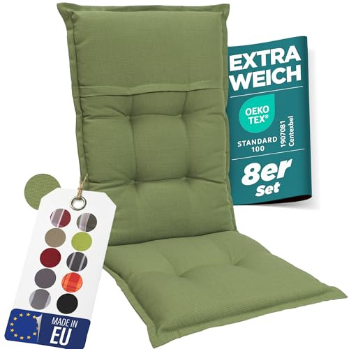 gardisun Gartenstuhlauflagen Hochlehner, 8er Set, Grün