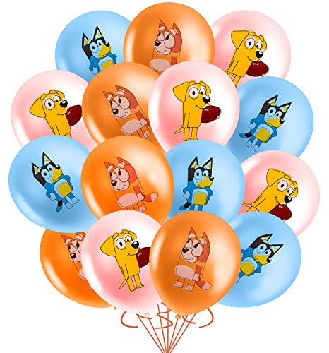 bly 16PCS Geburtstagsdekoration, Bluey Latexballons, Bluey Birthday Ballon, Kindergeburtstagsballonset, Geburtstagsfeier, für Kinderthema Geburtstag