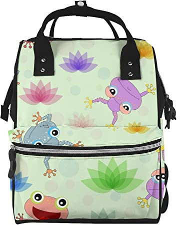 Bunte Wickeltasche mit Frösch-Muster für Damen und Herren, modische Reisetaschen, lässiger Tagesrucksack, Rucksack, mehrfarbig, One size