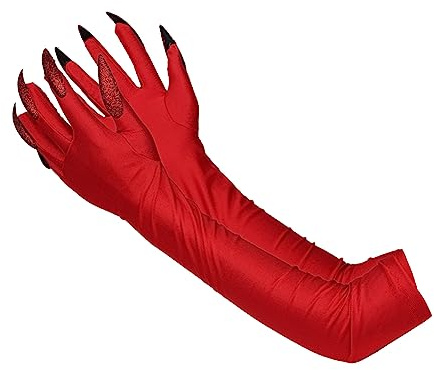 Halloween Animal Claw Gloves with Scary Long Colored Nails Cosplay Costume Paw Fingernails Gloves Handwear Elbow Length Creepy Ghost Gloves Hand Mittens Fancy Dress Carnival Party Costumes Gloves