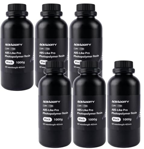 Aceaddity ABS-ähnliches Pro-Druckerharz – 405 nm UV-härtendes Standard-Photopolymerharz mit Härte und Zähigkeit für LCD/DLP/SLA 3D-Drucker, hohe Präzision und nicht spröde (Schwarz, 6kg)