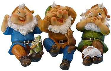 Pommerntraum ® | 3-ER Set! WohnDekoration Dekorationsfiguren Kantenhocker 3 Zwerge Gartenzwerge Wichtel - Nichts HÖREN Nichts Sagen Nichts SEHEN … (Gartenzwerge)