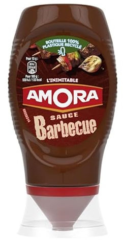 AMORA Sauce Barbecue - Délicieuse saveur fumée - Flacon souple 285g - Idéale pour viandes grillées - Épicerie salée - Lot De 4