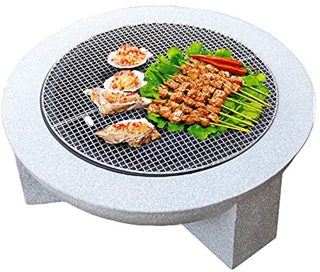 Foyer de Jardin, Chauffage de terrasse extérieur, Bol de Camping avec tisonnier, Grille, Grill, Couvercle en Maille, Bol à feu de Patio 70 x 29 cm