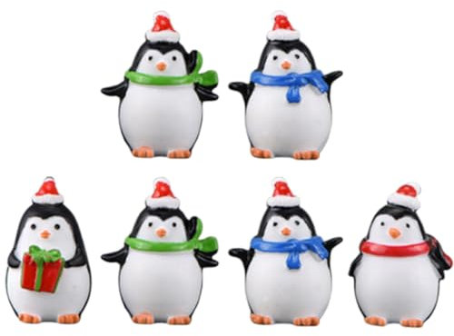 IMIKEYA 6St Pinguin-Weihnachtsschmuck bürodeko büro Dekoration Weihnachtsfiguren Harz-Pinguin-Handwerk Tischschmuck Weihnachtsschmuck Pinguin Kleine Tiere Ornamente