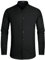 HISDERN Camicia Nero Uomo Manica Lunga Slim Fit Elegante Camicia Collo Coreana Uomo Matrimonio Formale Gemelli Camicia Uomo Nero con Tasca L
