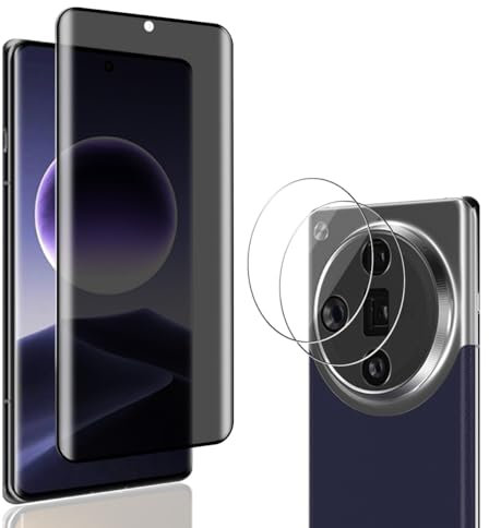 Jewloofa Verre Trempé Anti-espion pour OPPO Find X7 Ultra, Contenir 2 Pièces Caméra Arrière Protecteur et 1 Pièces Film Protection Ecran de Confidentialité, Protection écran pour OPPO Find X7 Ultra