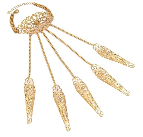 Cubahop Halloween Gothic Metallkette Voller Finger Armband Kralle Blume Nagel Armband Hand Zubehör für Frauen und Mädchen