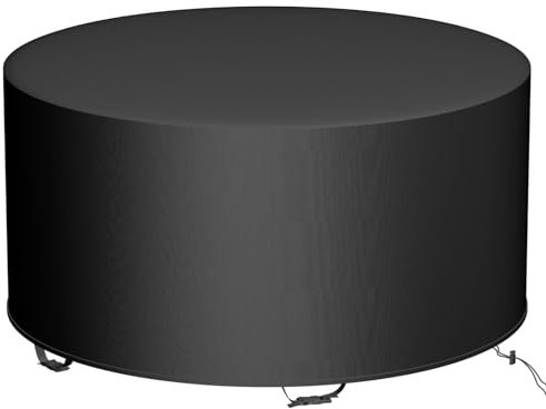 Famibay Round Garden Furniture Covers Waterproof Garden Table Covers with Air Vent Patio Table Set Covers 420D Oxford Outdoor Furniture Covers Windproof Anti UV for Outdoor Furniture Set