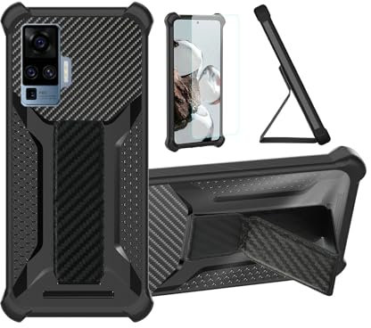 bojioderf Coque pour Vivo X51 5G Coque Étui Case Cover Hybride [avec Protection d'écran en Verre trempé] [support magnétique Pliable] [givré résistant aux Empreintes digitales] Noir