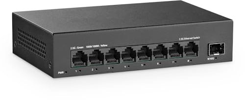 YuLinca Switch non gestito a 8 porte 2.5G, 8 porte 2.5GBASE-T con 10G SFP+, capacità di commutazione 60 Gbps, switch di rete Plug & Play 2.5 Gb senza ventola