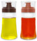 TINMIX Lot de 2 compteurs d'huile anti-fuite avec bec de 180 ml / 6 oz en verre, huile d'olive et vinaigre bien scellé, pour cuisines de camping en plein air, marron + rouge