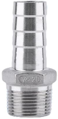 Adaptateur de Raccord de Tuyau à Filetage Mâle en Acier Inoxydable, Connecteur de Queue de Tuyau barbelé, Mâle en Acier Inoxydable (3/4''*20mm)