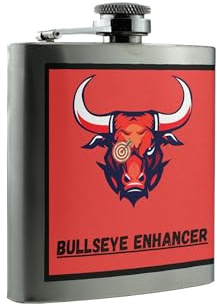 Bullseye Design Red and Stainless Steel Alcohol Flask (hip-ds23-bullseyerg)