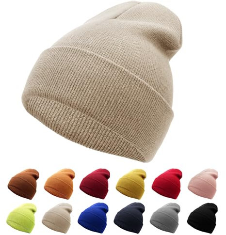 NebulaGlam Mütze Warm Mützen Unisex Wintermütze Strickmütze Weiche Winter Beanie Mütze für Herren und Damen für Outdoor Sports (Khaki)