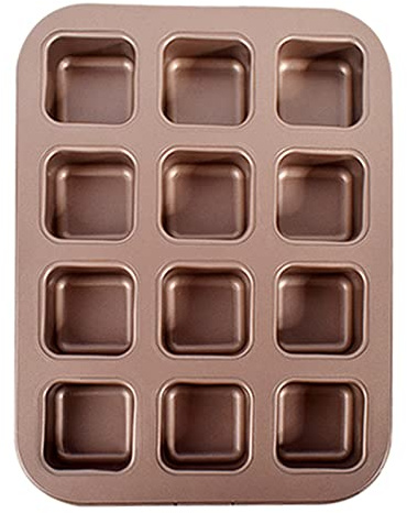 Brownie-Backform, 12 quadratische Mulden, Mini-Kuchen, antihaftbeschichtet, Karbonstahl, Muffins, Backformen, Cupcakes, Brot, Trennform für Ofen, Epoxidharz-Formen