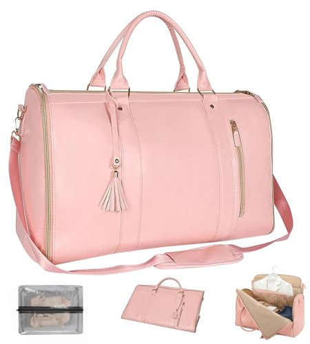 HENGBIRD Faltbare Reisetasche, Reisetaschen Faltbar, Foldy Bag, Duffle-Tasche für Kleidungsstücke, Hohe Kapazität Falten Anzug Gepäck Reisetasche Frauen, Wasserdichter Reisetaschen (Rosa)