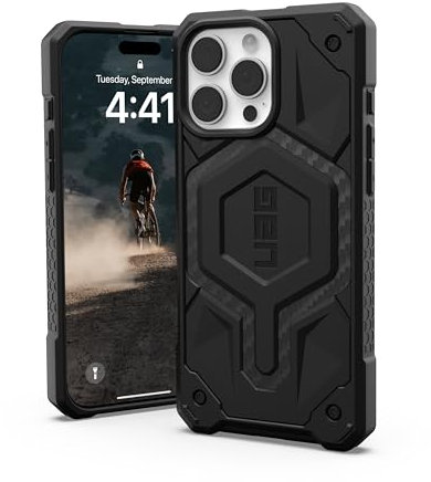 URBAN ARMOR GEAR Monarch Case kompatibel mit Apple iPhone 16 Pro Max Hülle (Wireless Charging kompatibel, 5-Schichten Schutz nach Militärstandard, Erhöhter Rand) Carbon Fiber