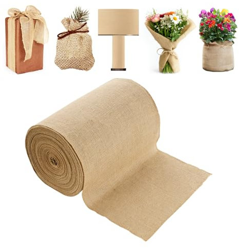 Vevor Rouleau Toile de Jute, 355 mm x 45,7 m, Chemin de Table Toile de Jute Naturelle Haute Densité 50 x 50, Ruban pour Décoration, Artisanat, Mariage, Jardinage, Couverture Hivernale Plantes, Arbres