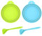 Siliget 2Pack Can Lids for Tins with Spoon, Universal Size Silicone Tin Can Covers Lids for Dog and Cat Food, BPA Free Fit 3 Standard Size Can Tops - Blue, Green